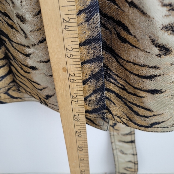 Per Se tiger print trench coat double breasted with belt shoulder tabs edgy 4 - Picture 5 of 15